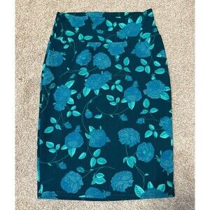 LuLaRoe green floral Cassie skirt, size small
